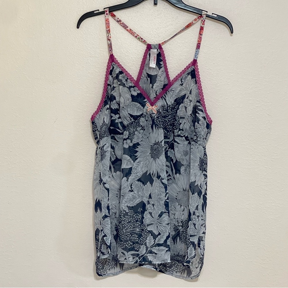 Liberty London for Target Cami Racerback Floral Chiffon Lace Trim Semi Sheer